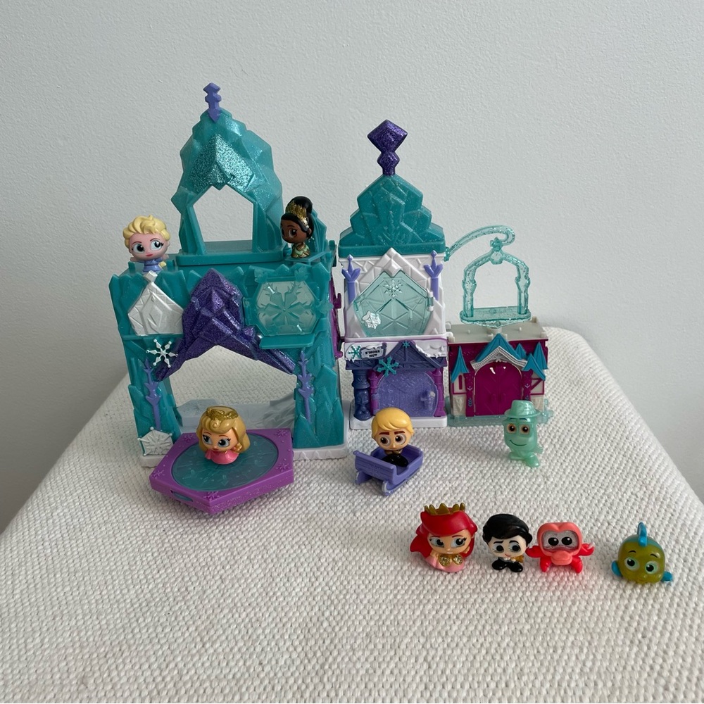 Disney Doorables buildable enchanted frozen castle & some misc doorable figures